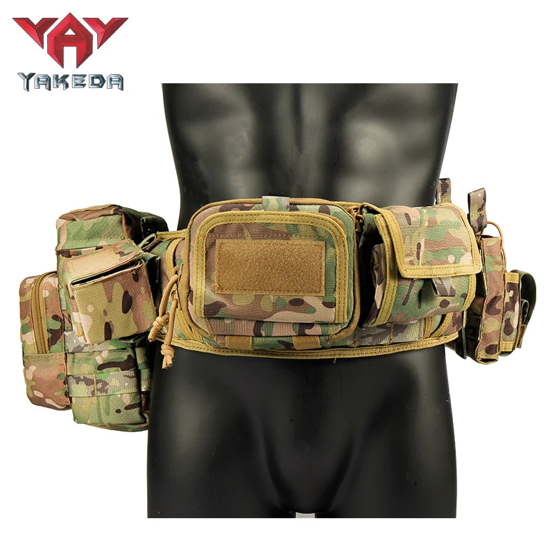Yakeda Tactical Belt wilth Holster Magazine pouch Hunting Gadget Pouch Waist Bag Adjustable MOLLE Padded Patrol Duty Belt Combat