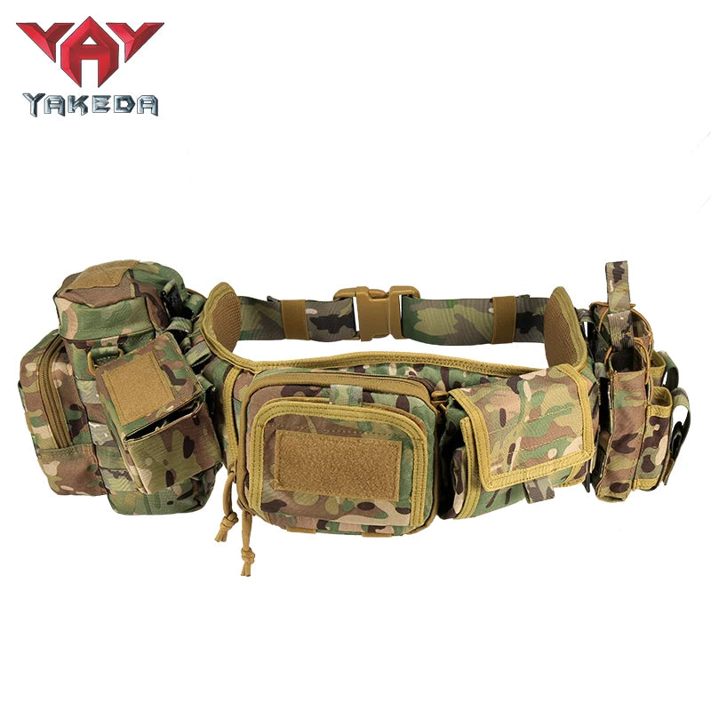 Yakeda Tactical Belt wilth Holster Magazine pouch Hunting Gadget Pouch Waist Bag Adjustable MOLLE Padded Patrol Duty Belt Combat