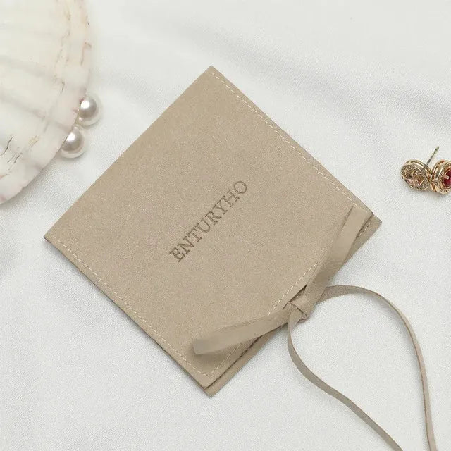 50 Jewelry Gift Bags Custom Logo 8X8cm Yellow Microfiber Packaging Pouch For Rings Earrings Tarot Card Wedding Favors Velvet Bag