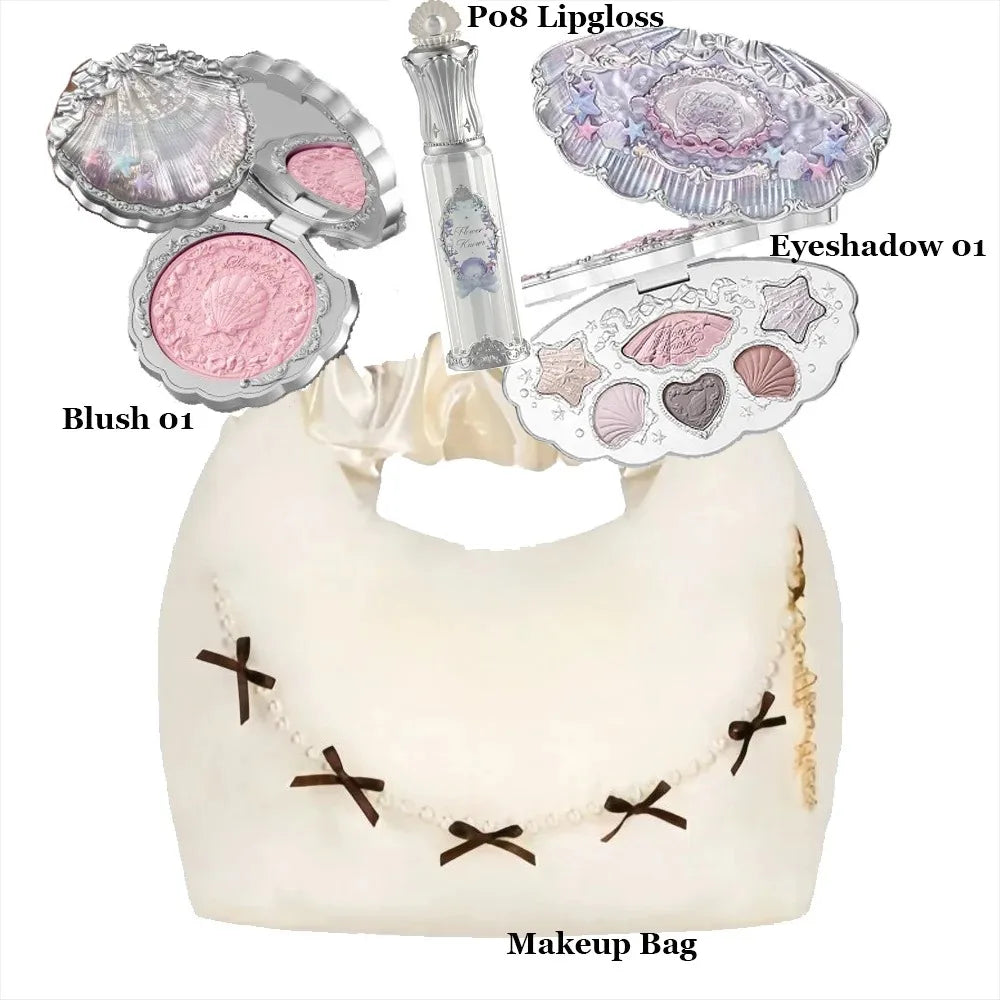 Flower Knows Makeup Set Swan Ballet Concealer Palette Embossed Blusher Shine Lipstick Kit With Bag THE SWEETIE BEAR Bunny Garden