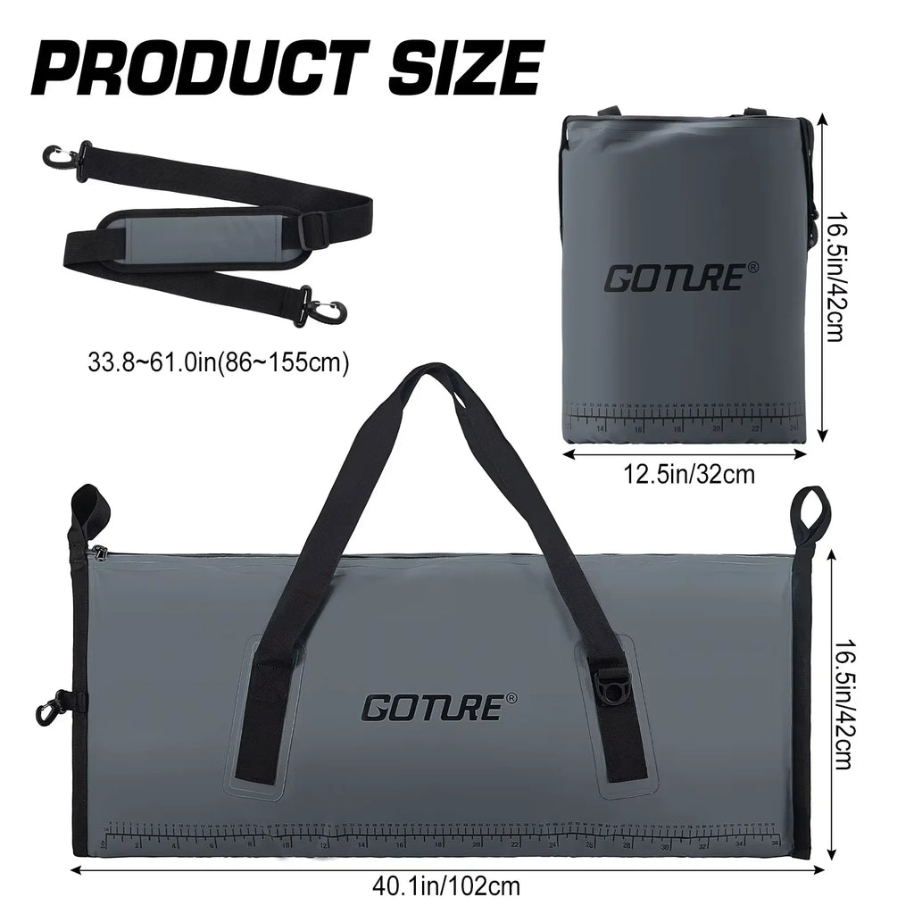 Goture Sea Fishing Live Fish Insulated Cooler Bag Waterproof Fish Bag Fishing Cooler Bag Freshness 72 Hour Retention Collapsible