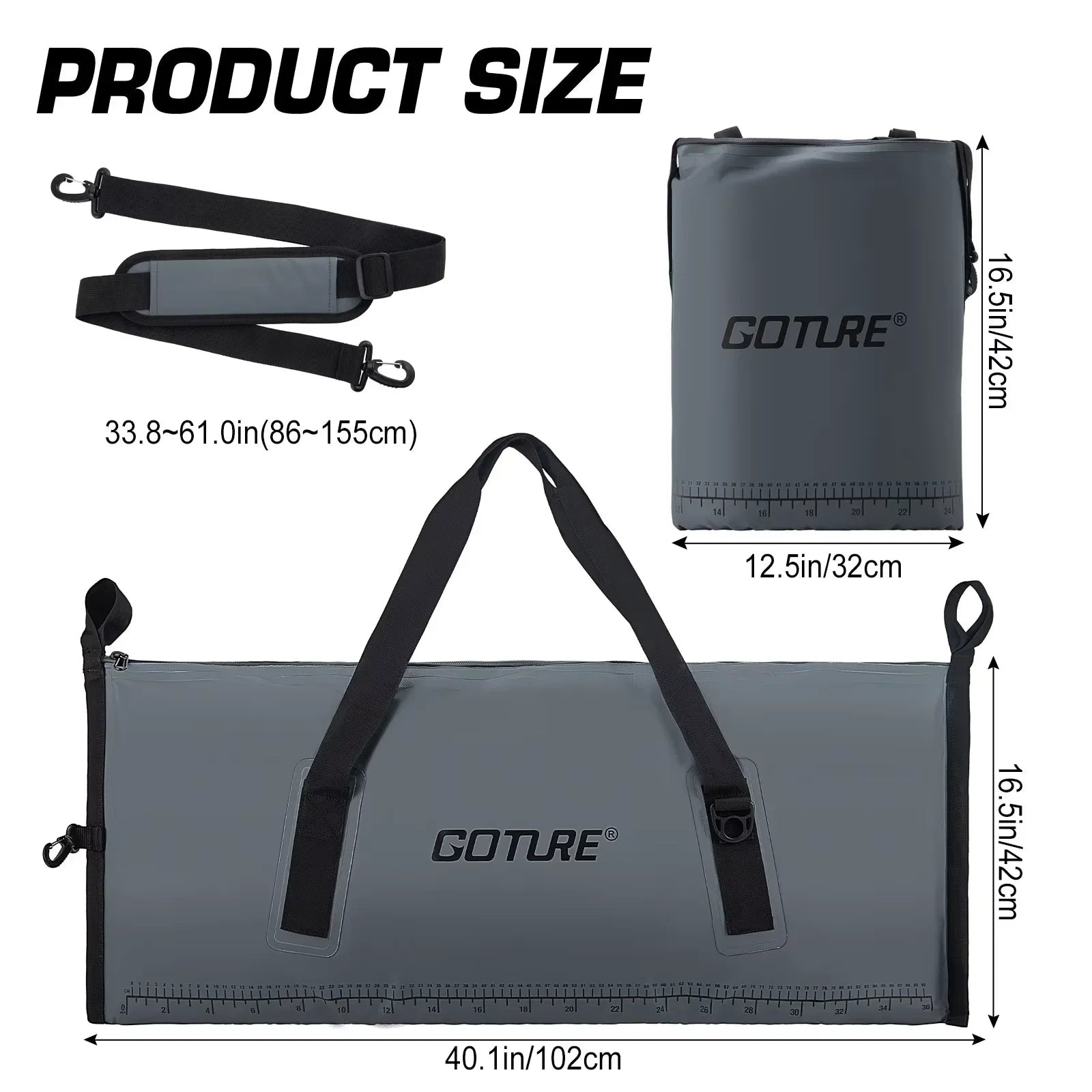 Goture Sea Fishing Live Fish Insulated Cooler Bag Waterproof Fish Bag Fishing Cooler Bag Freshness 72 Hour Retention Collapsible