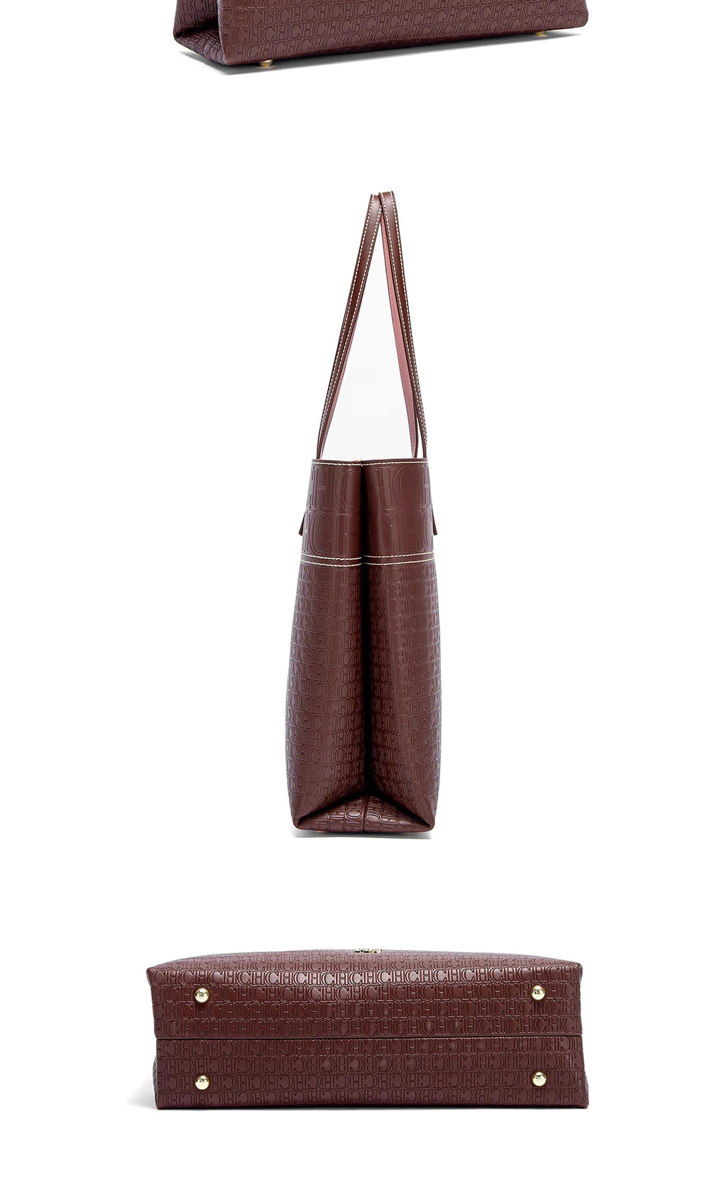 CH Leather Women's Bag Brand Engraved Exquisite Large Capacity Handbag Classic Durable Elegant Fashion Casual Bag with Base