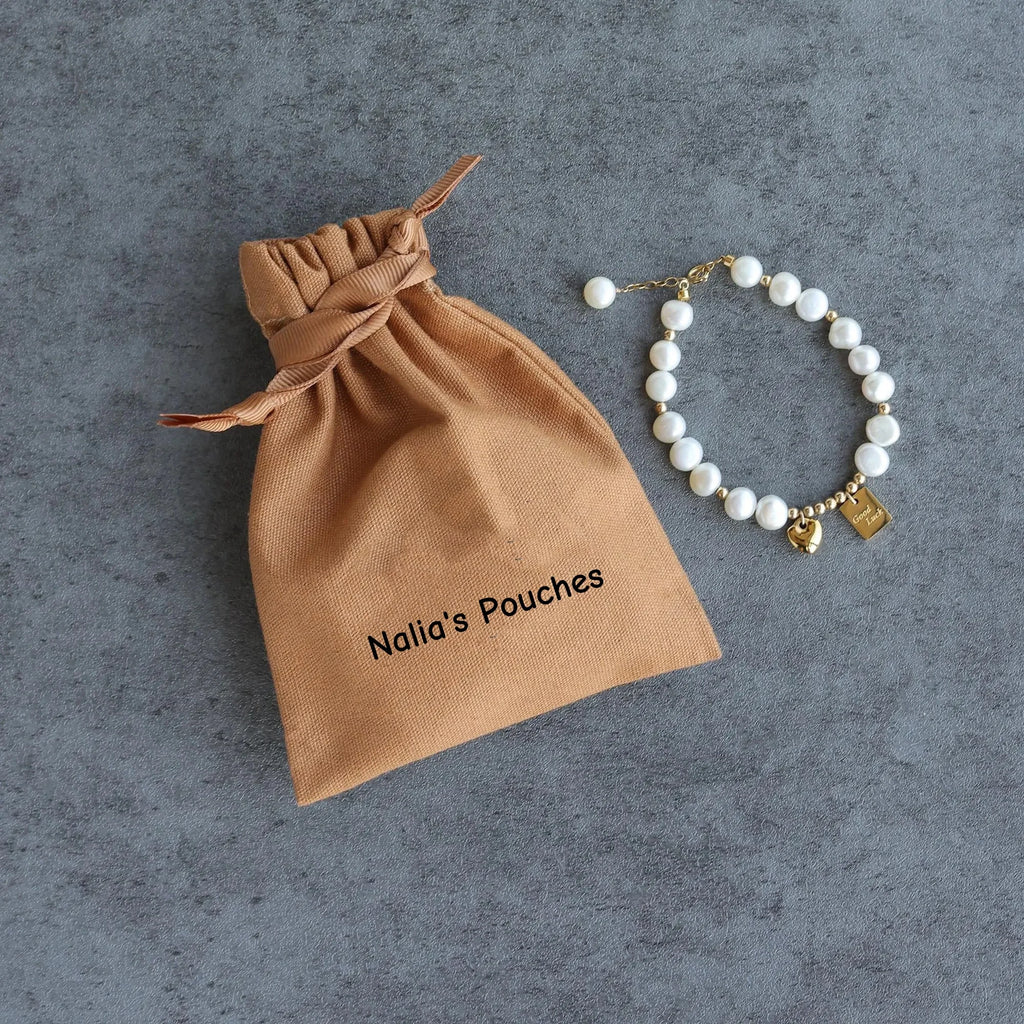 Brown cotton canvas bag personalized logo custom jewelry packaging bag with ribbon dusty bag gift bag candle bag jewelry bag