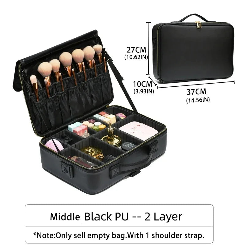 New Crocodile PU Leather Cosmetic Bag Professional Make Up Box Large Capacity Storage Travel Toiletry Makeup Suitcase