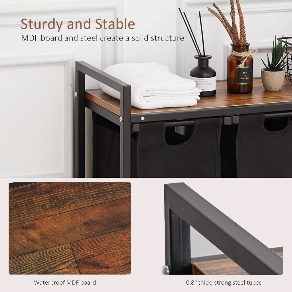 Laundry Hamper, Laundry Basket Organizer Laundry Sorter 2 Section with Removable Laundry Bag and Top Shelf, Dirty Clothes Hamper