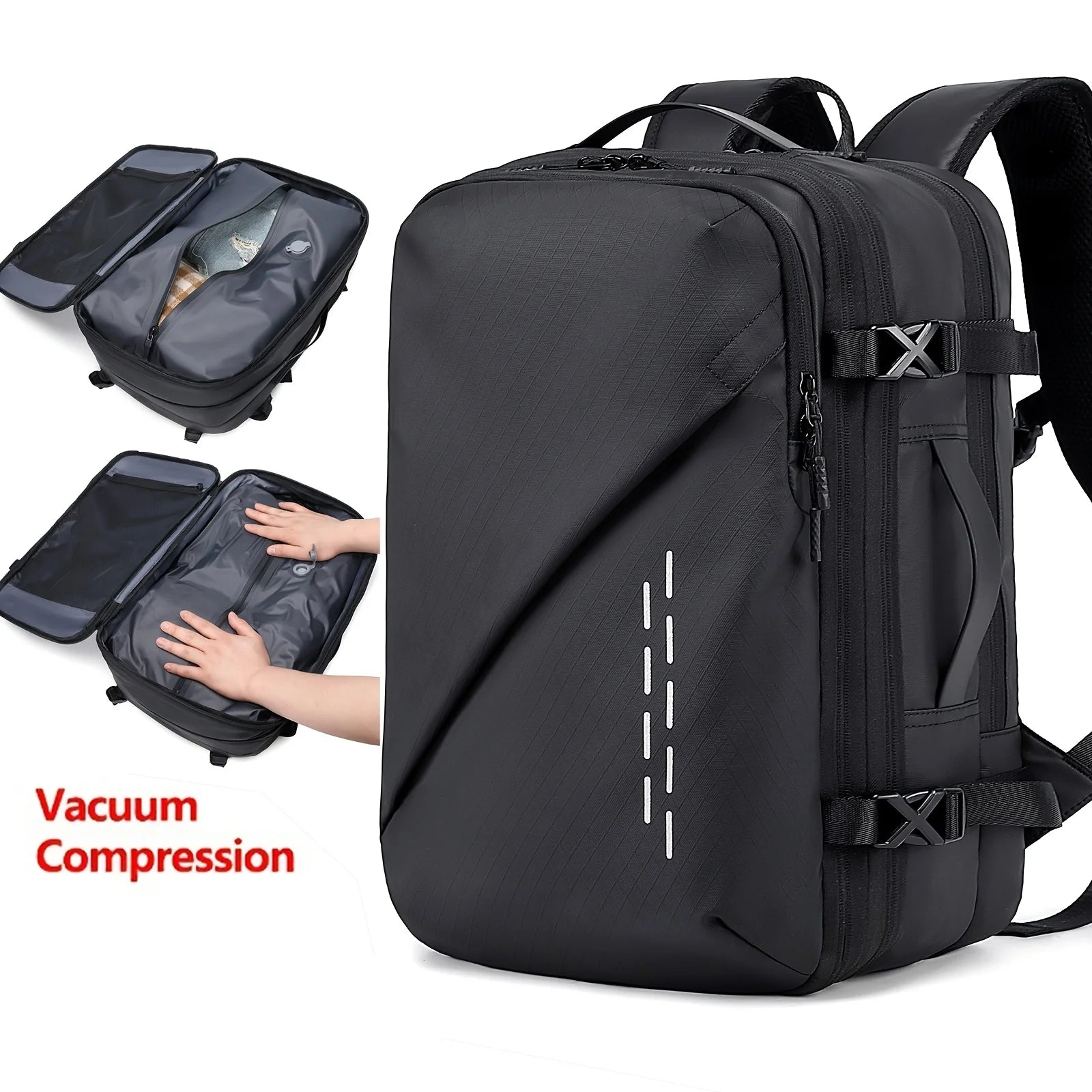 Large capacity fashionable vacuum compression backpack, computer backpack, leisure hiking backpack