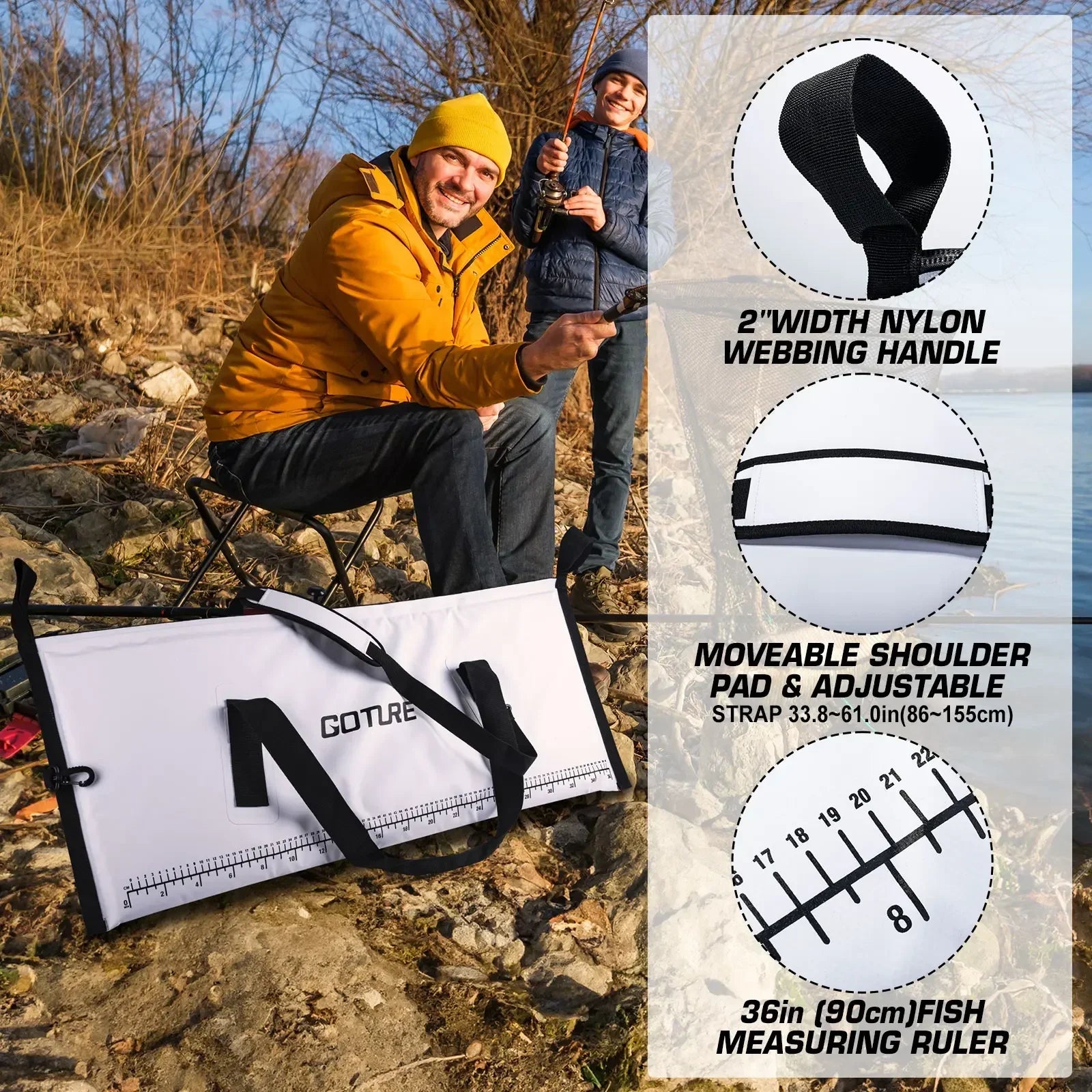 Goture Sea Fishing Live Fish Insulated Cooler Bag Waterproof Fish Bag Fishing Cooler Bag Freshness 72 Hour Retention Collapsible