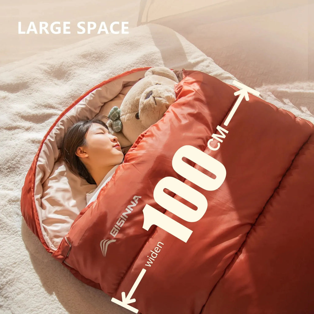 Hot Sale Large Camping Sleeping Bag Lightweight 3 Season Loose Widen Bag Long Size for Adult Rest Hiking Fishing Wholsale