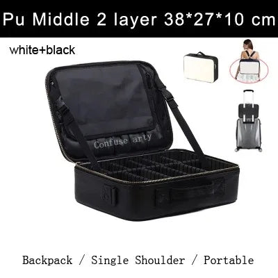 New Crocodile PU Leather Cosmetic Bag Professional Make Up Box Large Capacity Storage Travel Toiletry Makeup Suitcase