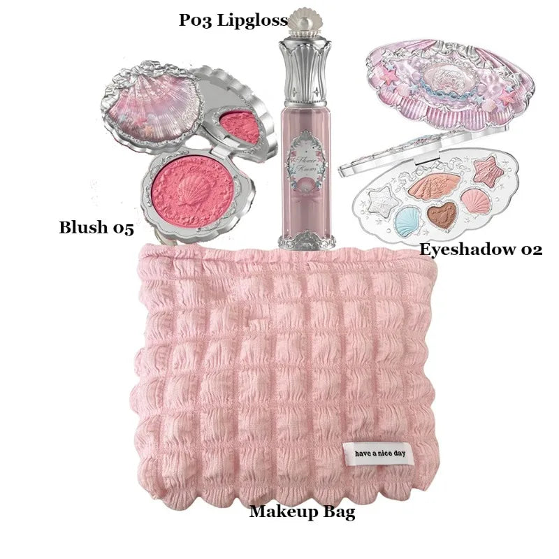 Flower Knows Makeup Set Swan Ballet Concealer Palette Embossed Blusher Shine Lipstick Kit With Bag THE SWEETIE BEAR Bunny Garden