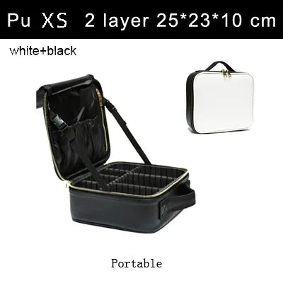 New Crocodile PU Leather Cosmetic Bag Professional Make Up Box Large Capacity Storage Travel Toiletry Makeup Suitcase