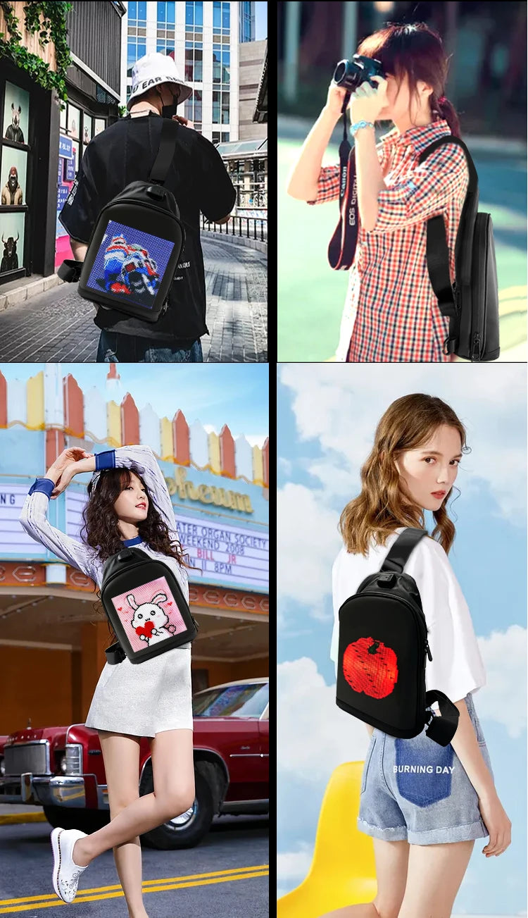 Led Light Backpack Smart App Programmable Picture Animations logo Display Screen Bag Travel Laptop Backpack Student School Bags