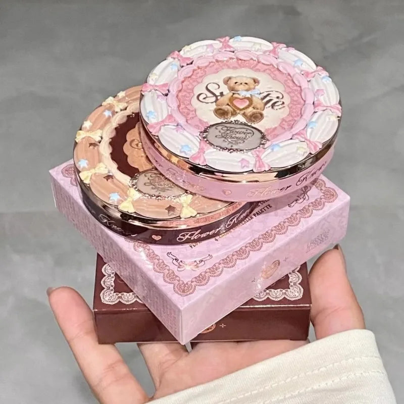 Flower Knows Makeup Set Swan Ballet Concealer Palette Embossed Blusher Shine Lipstick Kit With Bag THE SWEETIE BEAR Bunny Garden