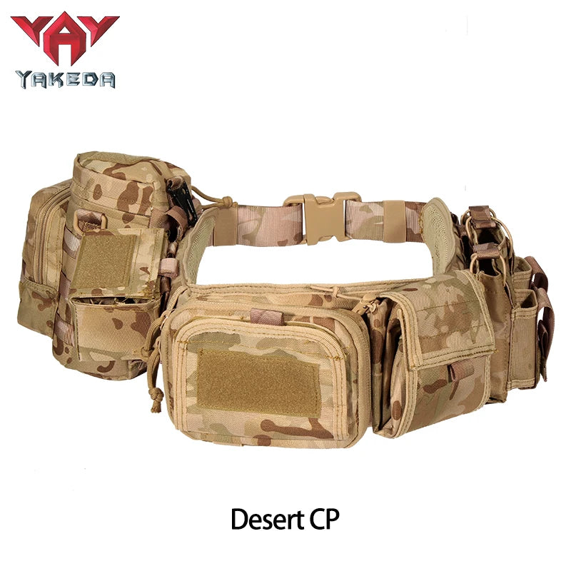 Yakeda Tactical Belt wilth Holster Magazine pouch Hunting Gadget Pouch Waist Bag Adjustable MOLLE Padded Patrol Duty Belt Combat