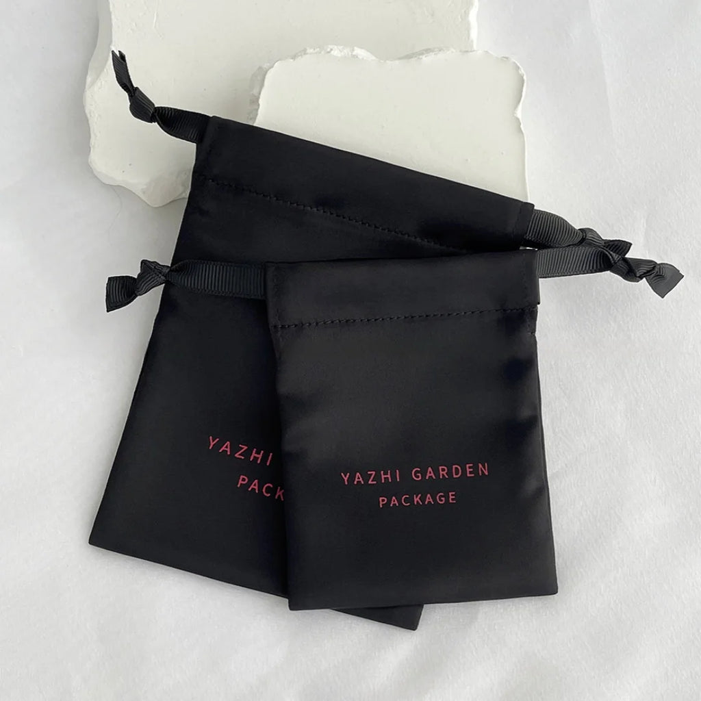 Luxury Soft Fabric Dense black Silk Satin Drawstring Bag Cosmetic Hair Wig High End Jewelry Packaging Pouch