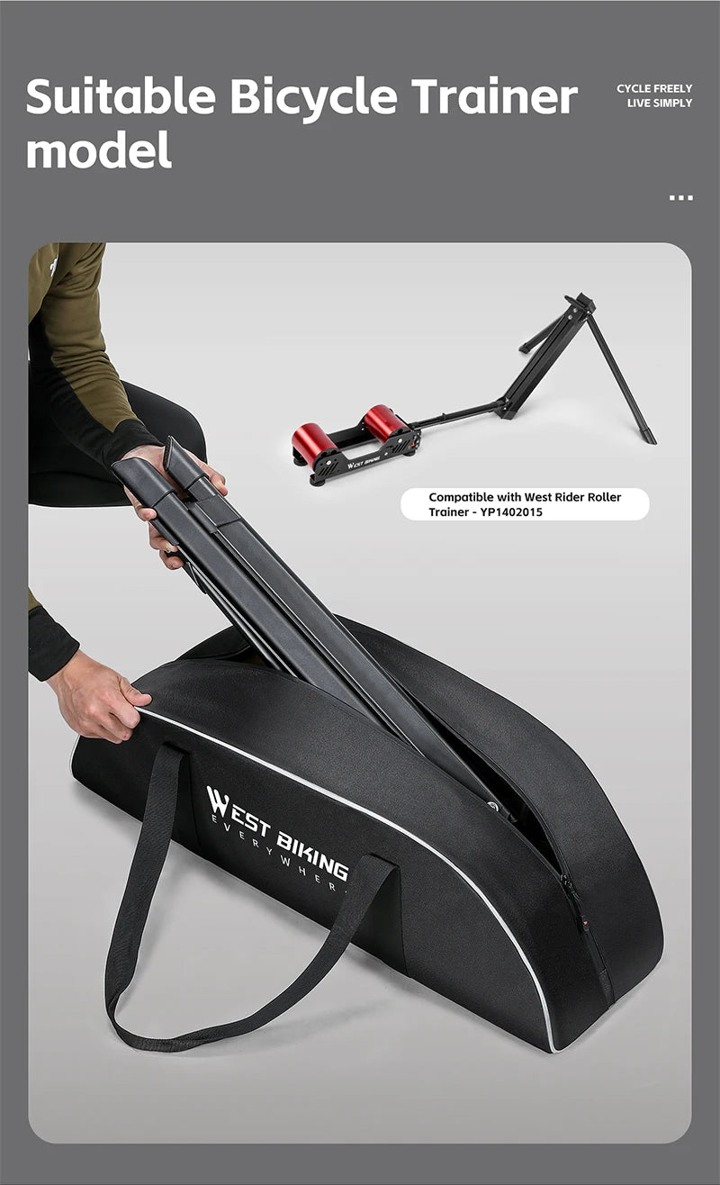 WEST BIKING Portable Bicycle Magnetic Resistance Roller Training Stand Indoor MTB Road Bike Roller Trainer with Storage Bag