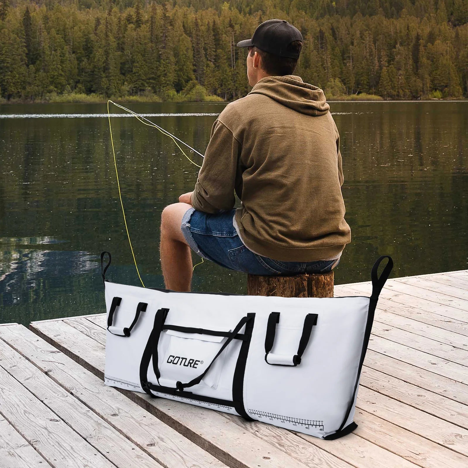Goture Sea Fishing Live Fish Insulated Cooler Bag Waterproof Fish Bag Fishing Cooler Bag Freshness 72 Hour Retention Collapsible