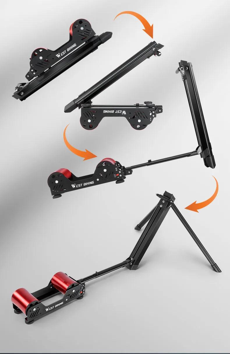 WEST BIKING Portable Bicycle Magnetic Resistance Roller Training Stand Indoor MTB Road Bike Roller Trainer with Storage Bag