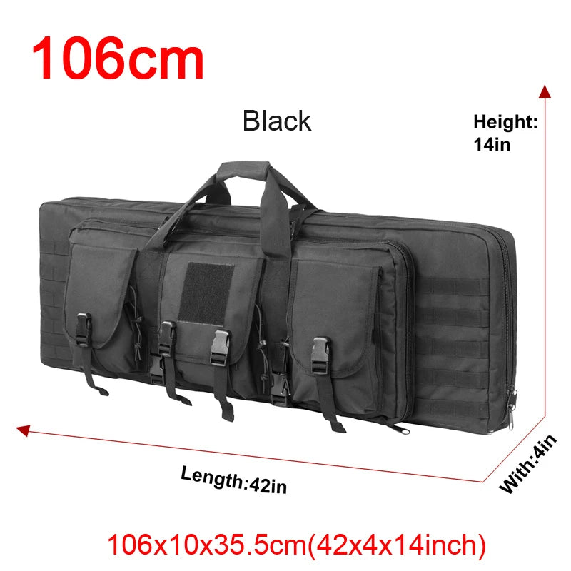 LQARMY 32 38 42 48 inch Tactical Double Rifle Case Molle Rifle Bag Sniper Airsoft Gun Case Backpack Hunting Gun Holster