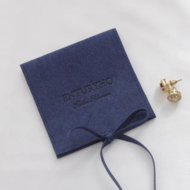 50 Jewelry Gift Bags Custom Logo 8X8cm Yellow Microfiber Packaging Pouch For Rings Earrings Tarot Card Wedding Favors Velvet Bag