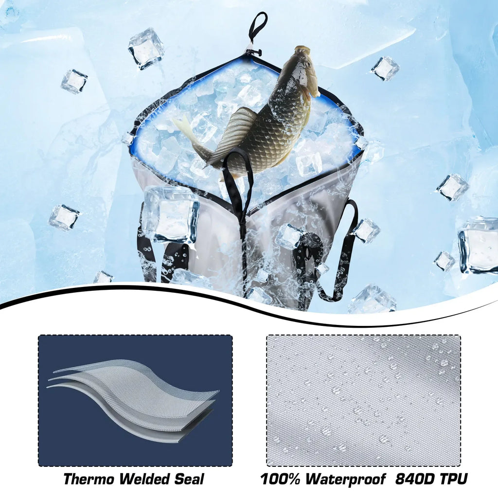 Goture Sea Fishing Live Fish Insulated Cooler Bag Waterproof Fish Bag Fishing Cooler Bag Freshness 72 Hour Retention Collapsible