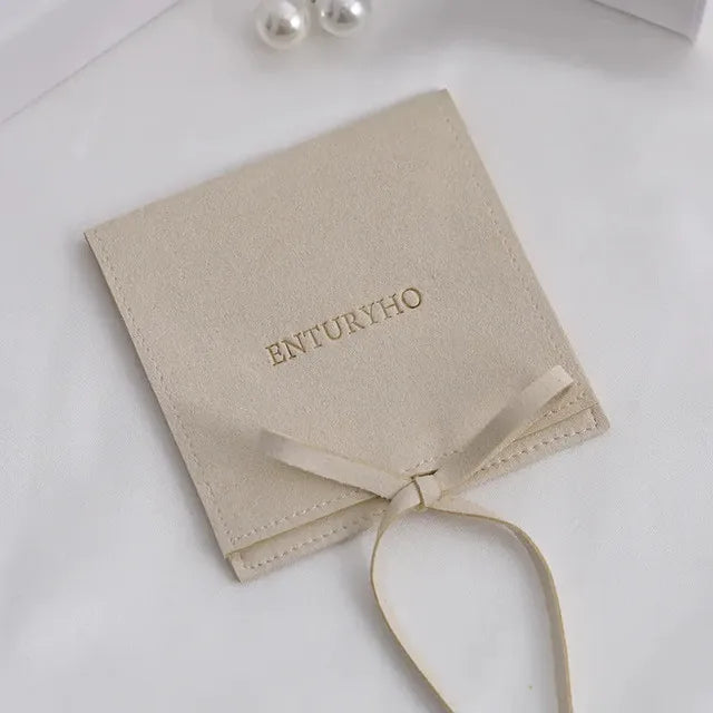 50 Jewelry Gift Bags Custom Logo 8X8cm Yellow Microfiber Packaging Pouch For Rings Earrings Tarot Card Wedding Favors Velvet Bag