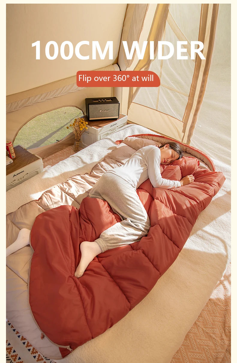 Hot Sale Large Camping Sleeping Bag Lightweight 3 Season Loose Widen Bag Long Size for Adult Rest Hiking Fishing Wholsale