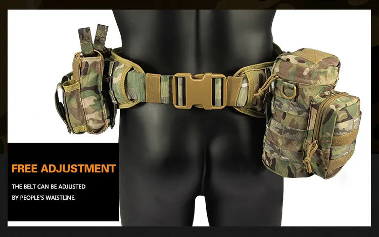 Yakeda Tactical Belt wilth Holster Magazine pouch Hunting Gadget Pouch Waist Bag Adjustable MOLLE Padded Patrol Duty Belt Combat