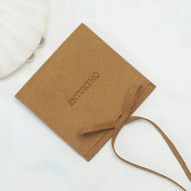 50 Jewelry Gift Bags Custom Logo 8X8cm Yellow Microfiber Packaging Pouch For Rings Earrings Tarot Card Wedding Favors Velvet Bag