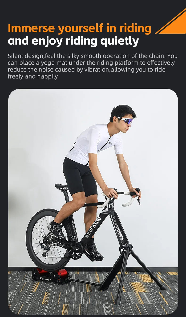 WEST BIKING Portable Bicycle Magnetic Resistance Roller Training Stand Indoor MTB Road Bike Roller Trainer with Storage Bag