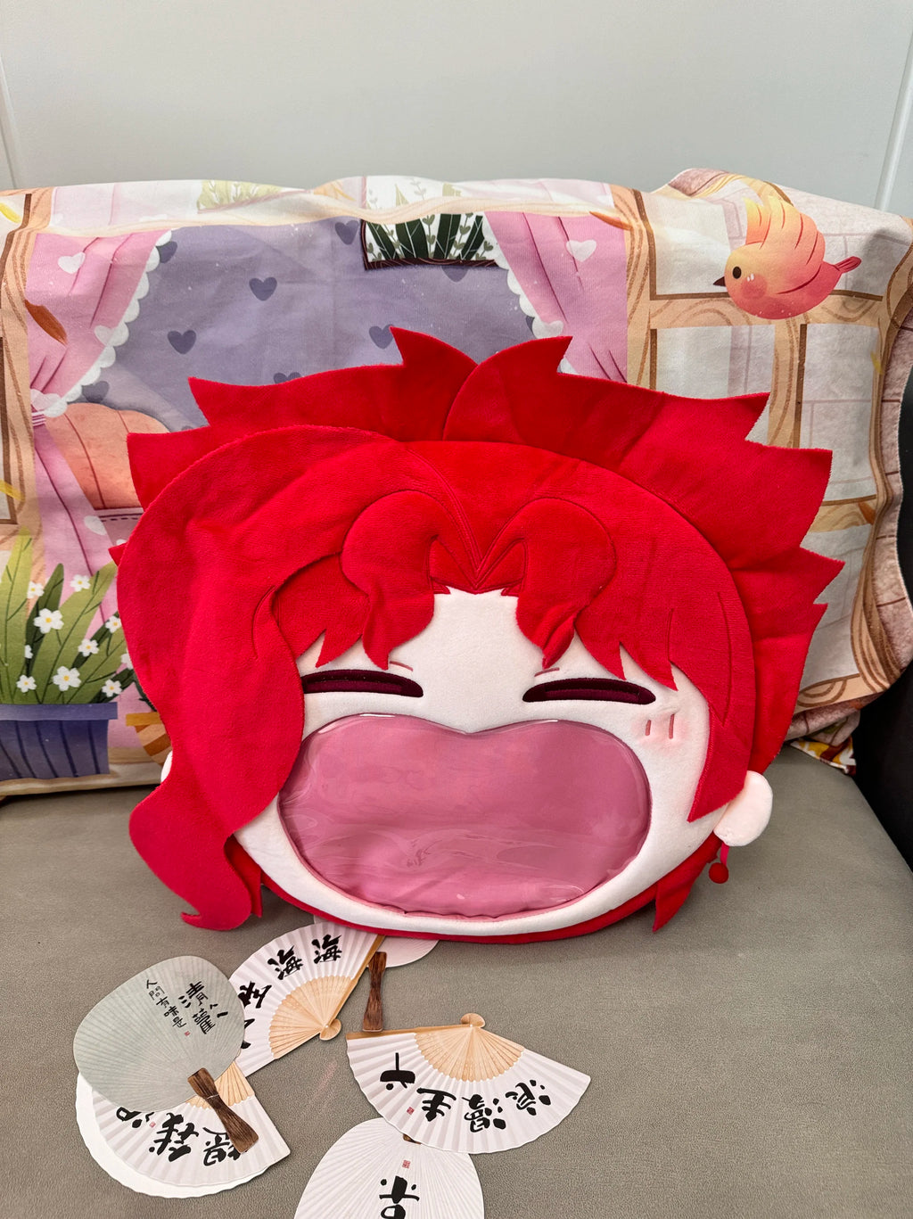 Japan Anime Kakyoin Noriaki Kawaii Big Face Cosplay Itbag Lolita Women Shoulder Bags Plush Backpack Funny Decor Fans Gift Bag