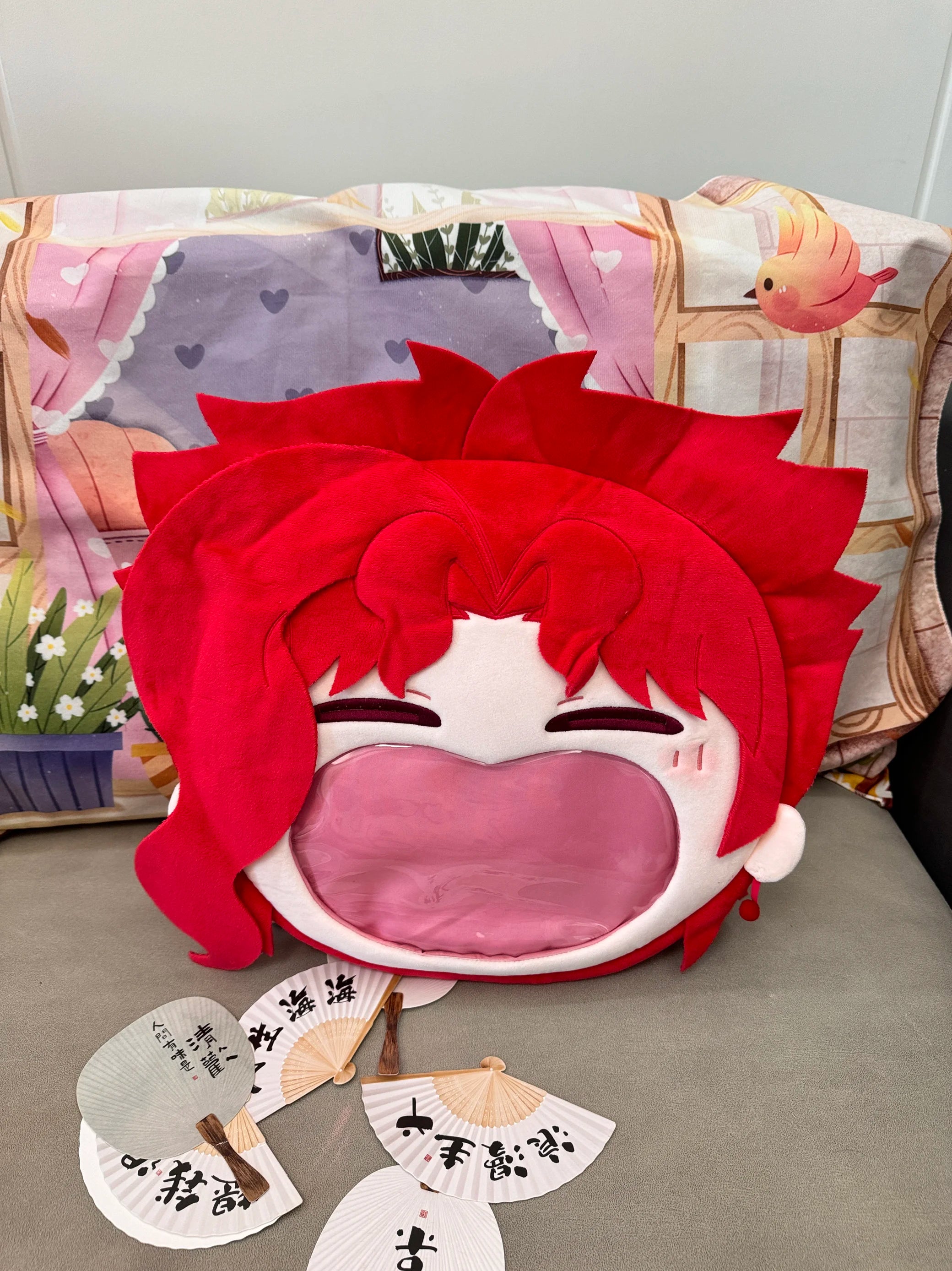 Japan Anime Kakyoin Noriaki Kawaii Big Face Cosplay Itbag Lolita Women Shoulder Bags Plush Backpack Funny Decor Fans Gift Bag
