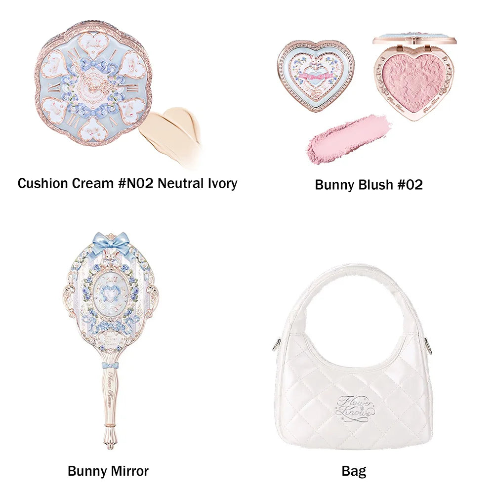 Flower Knows Makeup Set Swan Ballet Concealer Palette Embossed Blusher Shine Lipstick Kit With Bag THE SWEETIE BEAR Bunny Garden