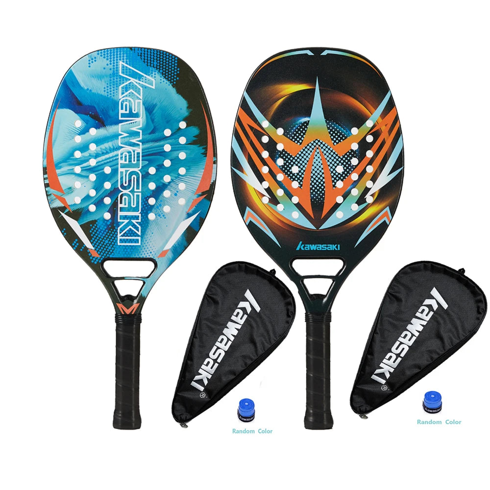 Kawasaki 2022 Padel Tennis Carbon Fiber Soft EVA Face Tennis Paddle Racquet with Padle Bag Cover Beach Tennis Paddle Racket