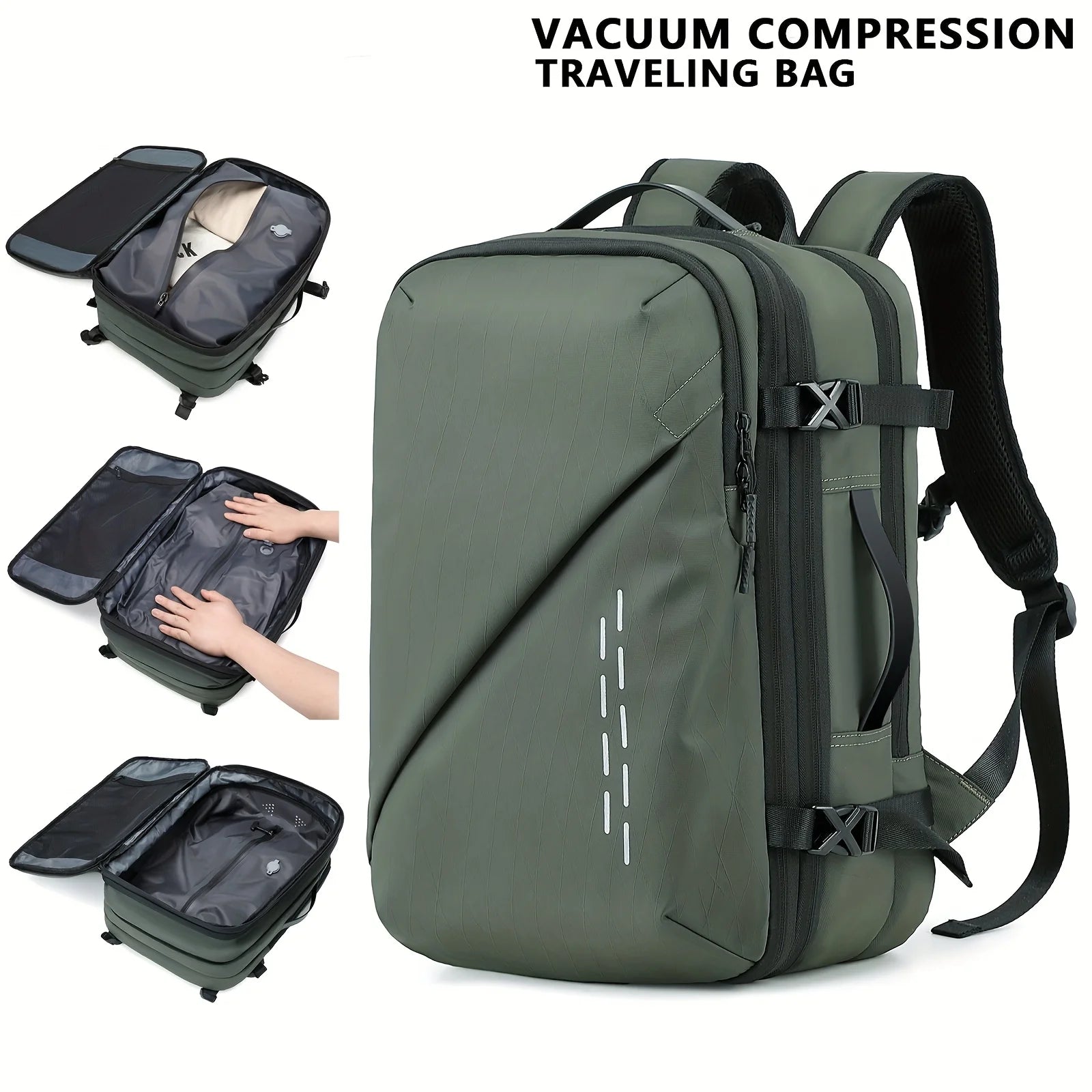 Large capacity fashionable vacuum compression backpack, computer backpack, leisure hiking backpack