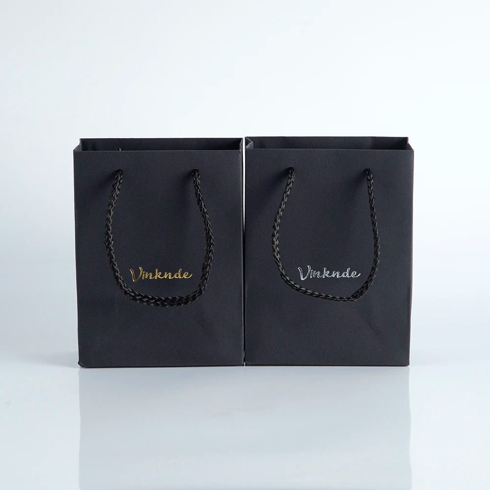 50pcs Custom Logo Luxury Retail Boutique Shopping Tote Bag White Black Kraft Gift Paper Bags For Perfume Shoes Clothes Packaging