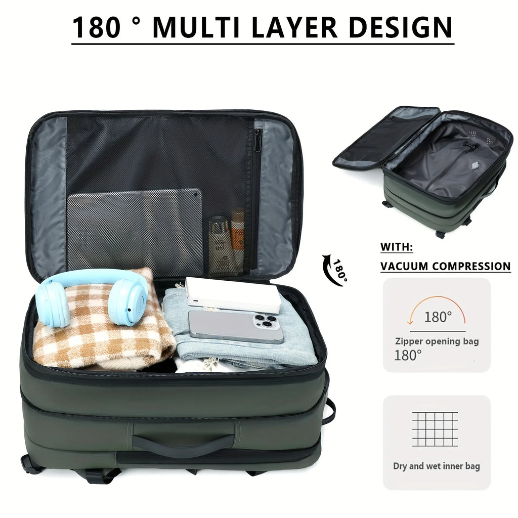Large capacity fashionable vacuum compression backpack, computer backpack, leisure hiking backpack