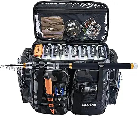 Goture Pro Angler Tackle Bag Holds 8x3700+4x3600 Trays Water Resistant Saltwater Fishing Gear Organizer 21.65" Gift for Men
