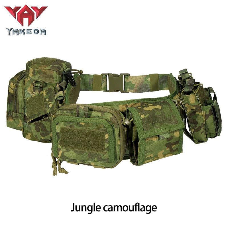 Yakeda Tactical Belt wilth Holster Magazine pouch Hunting Gadget Pouch Waist Bag Adjustable MOLLE Padded Patrol Duty Belt Combat