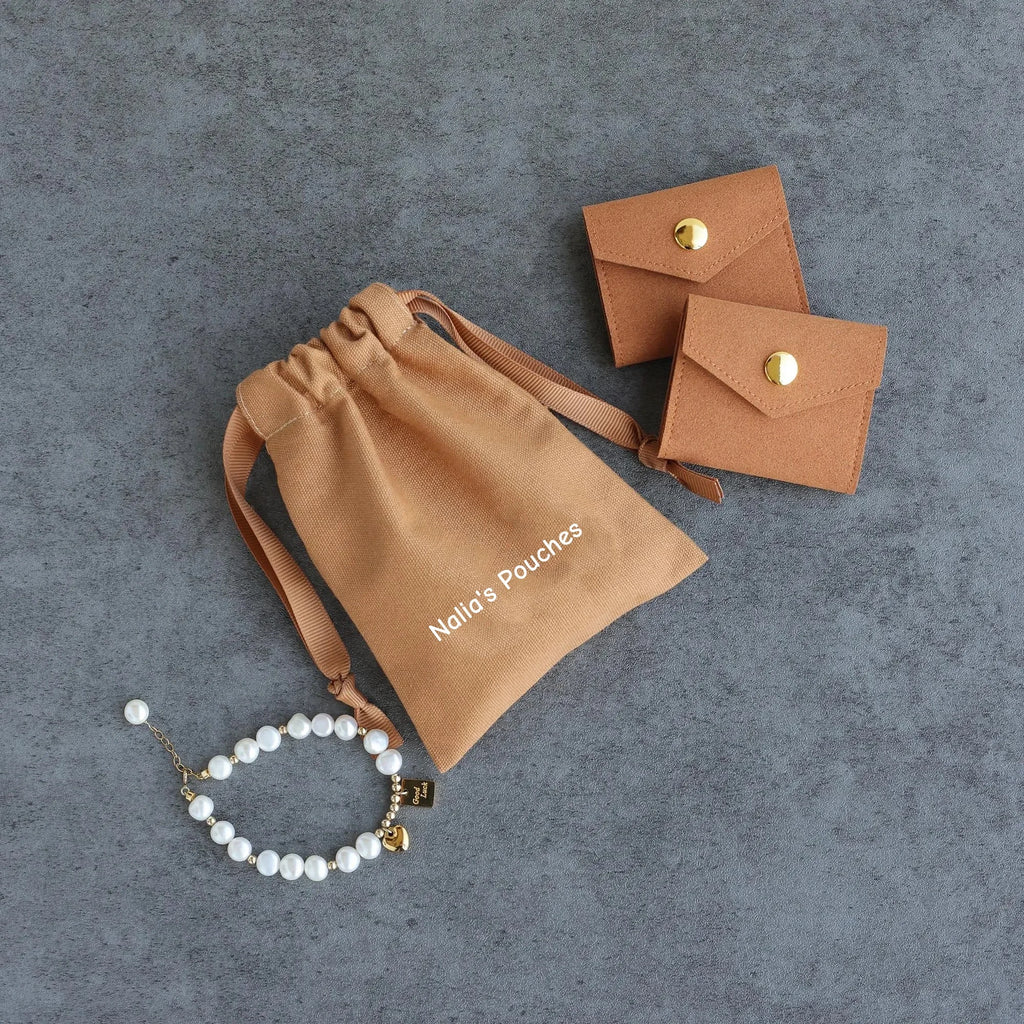 Brown cotton canvas bag personalized logo custom jewelry packaging bag with ribbon dusty bag gift bag candle bag jewelry bag