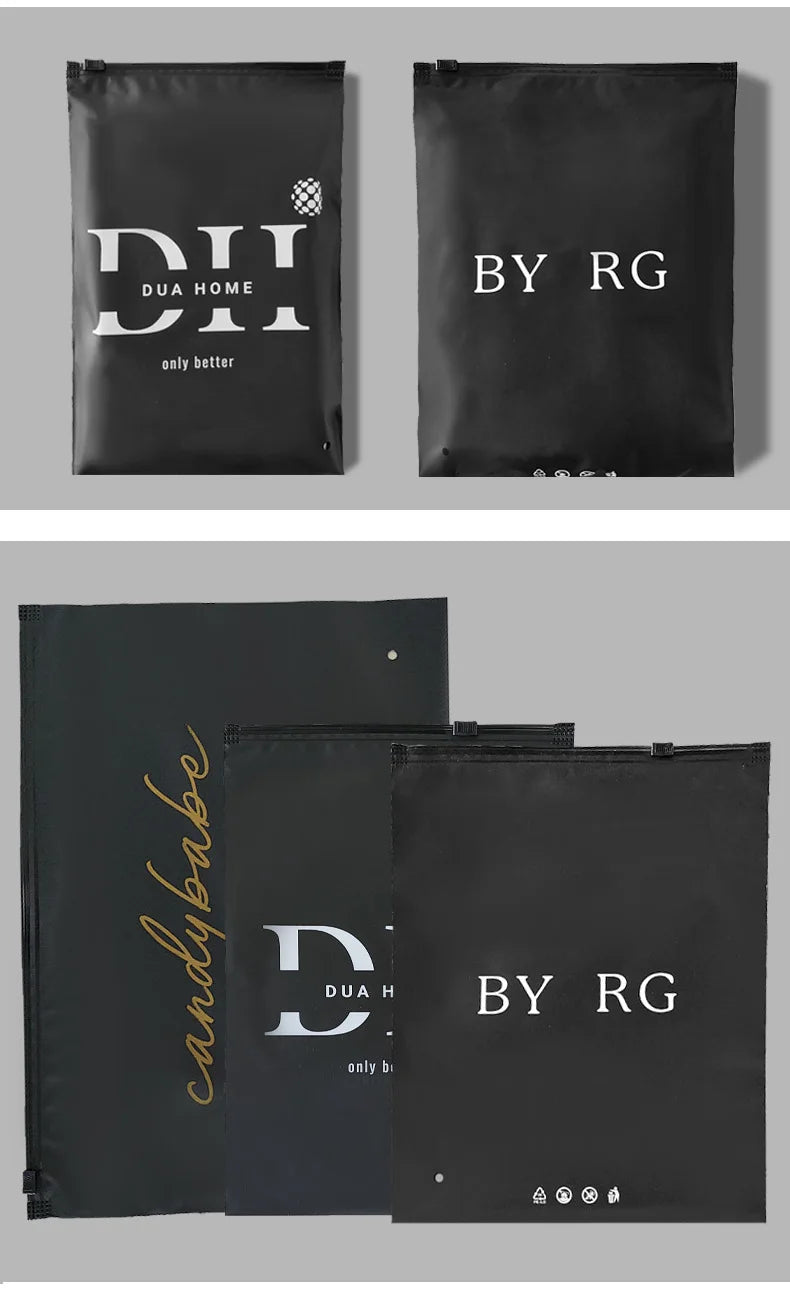 Enterprise custom frosted matte zipper bag product storage bag clothing swimsuit towel wig packaging bag with logo printing