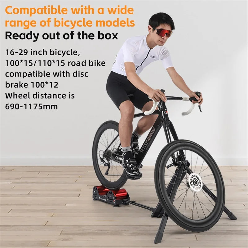 WEST BIKING Portable Bicycle Magnetic Resistance Roller Training Stand Indoor MTB Road Bike Roller Trainer with Storage Bag