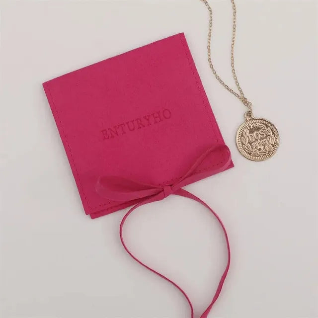 50 Jewelry Gift Bags Custom Logo 8X8cm Yellow Microfiber Packaging Pouch For Rings Earrings Tarot Card Wedding Favors Velvet Bag