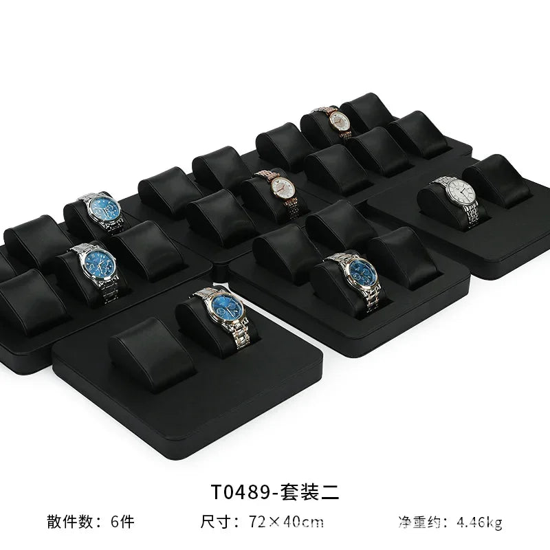 High End Watch Display Case Black and White Brushed Multi Position Watch Display Tray Blue Movable Pillow Bag Watch Display