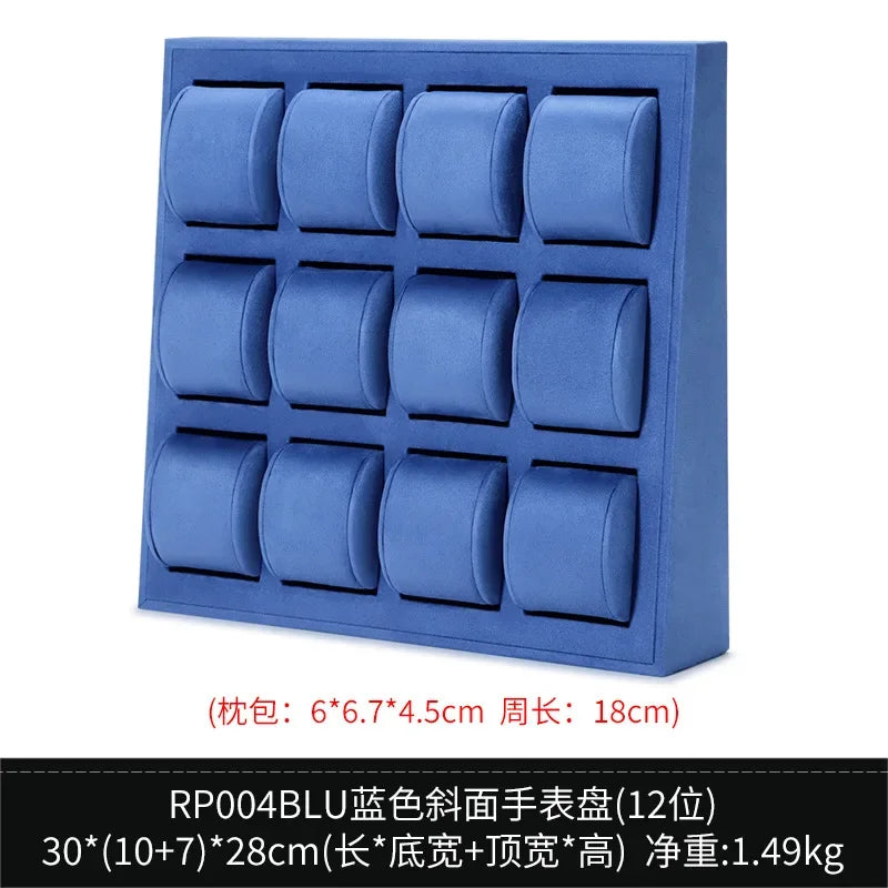 High End Watch Display Case Black and White Brushed Multi Position Watch Display Tray Blue Movable Pillow Bag Watch Display
