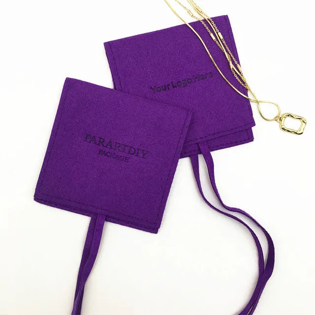 50 Jewelry Gift Bags Custom Logo 8X8cm Yellow Microfiber Packaging Pouch For Rings Earrings Tarot Card Wedding Favors Velvet Bag