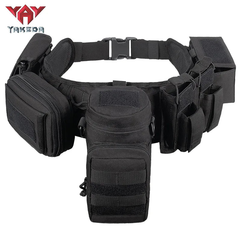 Yakeda Tactical Belt wilth Holster Magazine pouch Hunting Gadget Pouch Waist Bag Adjustable MOLLE Padded Patrol Duty Belt Combat