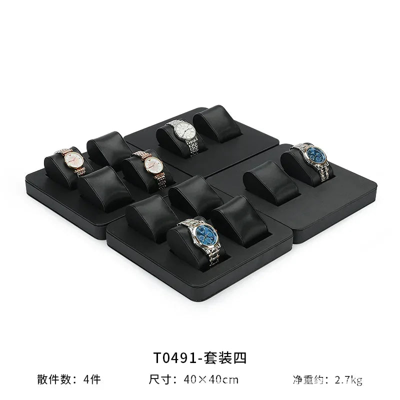 High End Watch Display Case Black and White Brushed Multi Position Watch Display Tray Blue Movable Pillow Bag Watch Display
