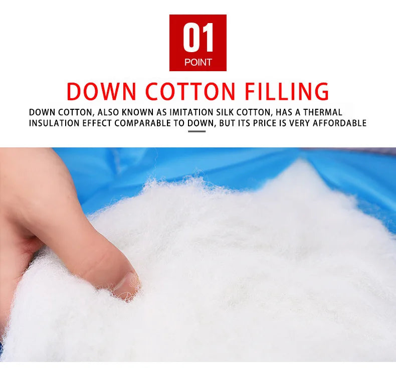 Backpacking Envelope Sleeping Bag Portable Waterproof Down Cotton Lightweight Camp Bedding for Outdoor Traveling Camping Hiking